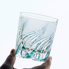 Hand Cut To Clear Whiskey Glasses Edo Kiriko Crystal Glass Tumbler Green 9oz