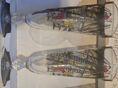 1950s Libbey Glass Hostess Box Set of 8 Treasure Island Pirates Cocktail Glasses