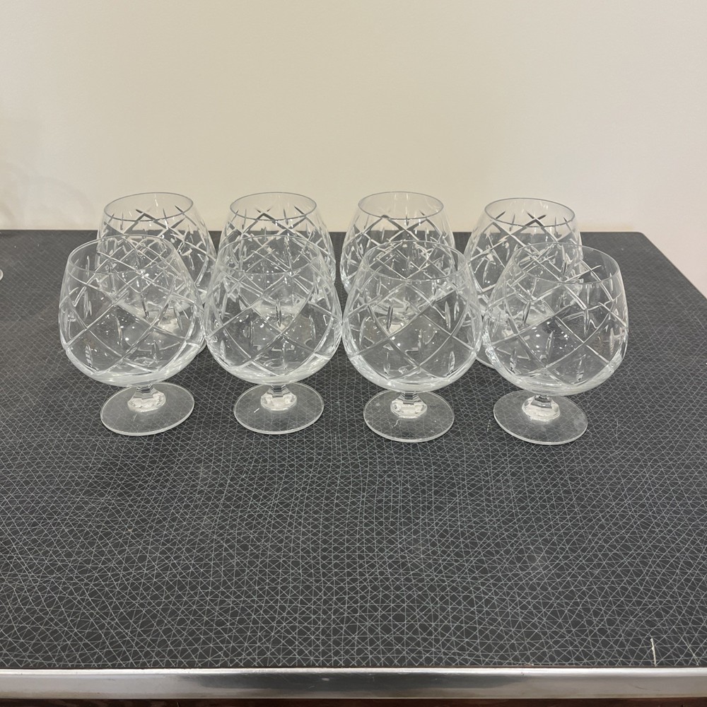 Set Of 8 Towle Crystal Infatuation Brandy Snifter Clear Cut 5 1/4″ Tall