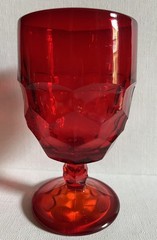 Vintage Martinsville Viking Glass Georgian Goblet Wine Water Ruby Red VGC