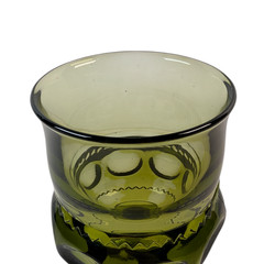 Vintage Indiana Glass Kings Crown Thumbprint Goblet Glasses Avocado Green Color