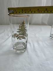 Spode Christmas Tree Gold Rim Highball Glasses Set of 6 Holiday Tumblers 6”