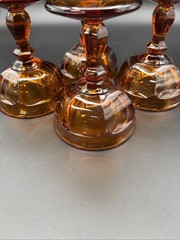4 Vintage Imperial Glass Old Williamsburg Amber Champagne /Tall Sherbet 4.75”