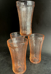 Indiana Glass Recollection Pink Madrid Etched Depression Glass Tumblers – Set 4