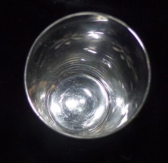6 Vintage Clear Etched Drinking Glasses 4 1/2″ Tall