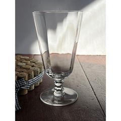 VTG Clear Glass Paneled Water Goblet Faceted Knob Stem 6.5 Inch Iced Tea Glass