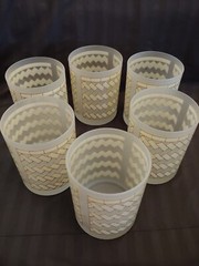 Set Of 6 Georges Briard Frosted Cocktail Glasses Signed 22K Gold And White