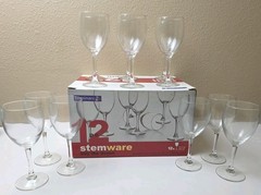 12 Luminarc Wine Goblets 10.5oz Glasses 7.25” Tall