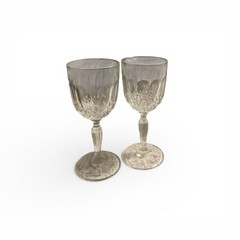 VMC REIMS (2) Vintage 3 7/8 X 1 3/4 Inch Cordial Glasses VMR3 Teardrop / Diamond