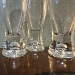 Block Clear Crystal Pilsner Glasses Set of 3 Tapered Etched Base 8″ Tall