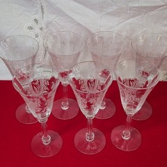 Tiffin Fransiscan Seven 8.25 inch Stemed 6 Ounce Goblet Blue Bell Etch