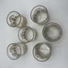 Culver 22K Gold Mushroom Vintage Lowball Drinking Glass MCM Set of 6 Cocktail
