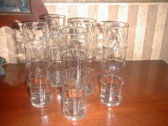 Set of 5 Tiki Bar 9″ Tall Bamboo Hi-Ball Clear Cocktail 16 Ounce Glasses