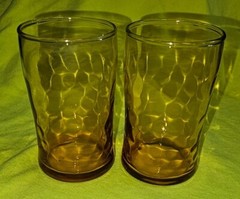 Libbeys Amber Juice 2 Glasses-3 1/2 Inches