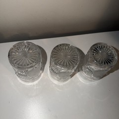 Set of 4 Glass Tumblers HORN OF PLENTY Pattern 3 5/8 “ tall excellent condition