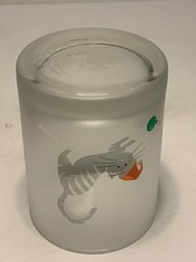 Set of 2 Vintage Culver Frosted Glass Christmas Cat Lowball Glasses 4.25 in.