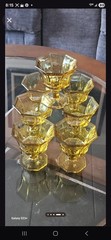 Set Of 7 Vintage Independence Ember Impression Octagonal Luxurious Glassware