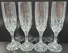 (4) Cristal D’Arques Bretagne Fluted Champagne Set Vintage Crystal Cut Stemware