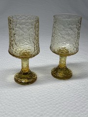 Set of 2 Lenox Hand Blown Crystal Amber Yellow Goblets Impromptu USA