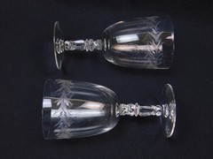 5 Vtg Fostoria Holly Clear Glasses Water Goblet Tall Sherbet Liquor Cocktail