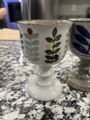 5pc RARE Modernist Art Otagiri Handcrafted Stoneware Wine Goblets Chalices 5.5”