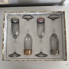 Italian Cristalleria Fratelli Fumo Crystal Champagne Flutes Set of 4 Mixed Color