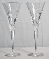 Waterford Crystal Millennium Love/Hearts Champagne Toasting Flutes Pair Rare
