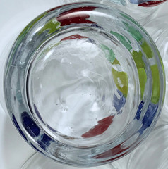 Set of 5 Hand Blown Art Studio Glass 5″ Tall Tumblers w/Vibrant Color Chunks EUC