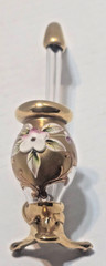 VTG MOSER BOHEMAIN CZECH PORT WINE SIPPER BORO CRYTSAL PIPE SHAPE /GOLD FLOWERS