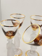 Vintage Bayel Crystal France Napoleon Glasses 24K GOLD Lot Of 4 (lot 1 Sherry)