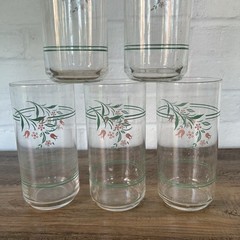 Lot 6 Vintage Corning Corelle Drinking Glasses Rosemarie Tulip Tumblers 16 oz