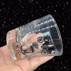 Vintage Libbey Horseless Carriage Whiskey Tumbler set 4 Low Ball Barware Glasses