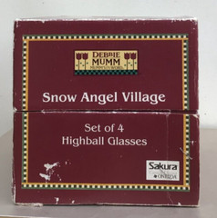 NIB Set of 4 DEBBIE MUMM SHOW ANGEL VILLAGE HIGHBALL GLASSES 6”