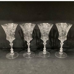 Vintage Rare Heisey Orchid Crystal Goblet Wine Etched Glass (1940-1957) 8.5″