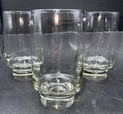 Vintage Libbey Glass Accent Clear Flat Tumblers Weighted Base, 5 3/4” – Set of 5