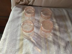 Antique 4 Pink Depression Dogwood Tumbler 4”Tall 3” W. Excellent