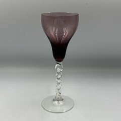 Amethyst Glass Optic Cordial Glasses Clear Ribbed Cord Rope Twisted Stem