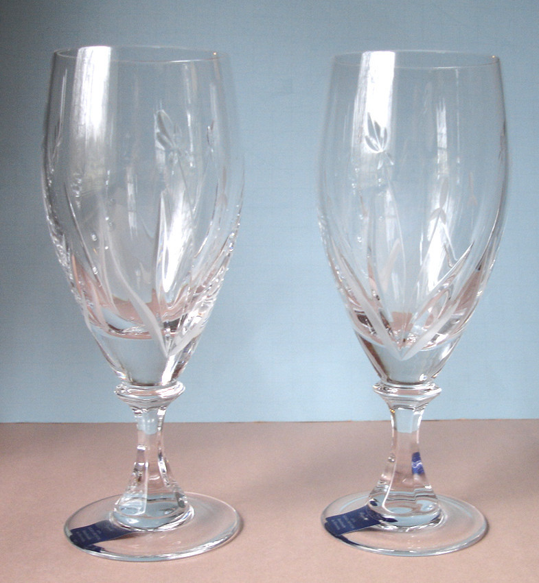 Kathy Ireland Tranquility Waterford Etched Iced Beverage Glass SET/2 NEW No Box
