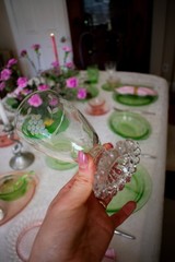 1950s ‘Boopie’ (Berwick) Footed Glasses | Etched Grape Vine Motif (Pair)