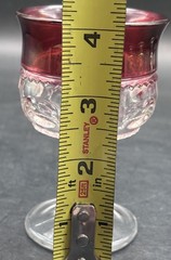 VTg Indiana Colony Glass Kings Crown Ruby Flashed Thumbprint Liquor 4-1/8”