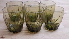 Set of 6 Central Park Anchor Hocking Starfire Green Old Fashioned/On the Rocks
