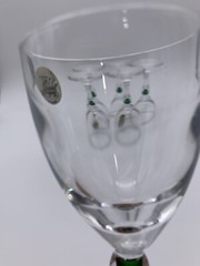 Set Of 6 Cristal d’ Argues France Venice Emerald Teardrop Crystal Sherry Glasses