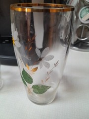 VINTAGE LIBBEY DRINKING GLASSES DAISY YELLOW AND WHITE GREEN TENDRILS