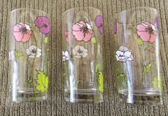 (3) Vintage Culver Purple, Pink & White Poppy Tumblers Signed