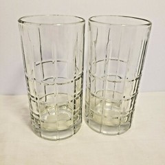 2 Retro Vintage Anchor Hocking Tall Drinking Glasses