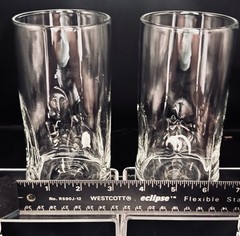 (2) Vintage Libbey Crisa Impressions Tumblers Clear Glass W Dimples Easy Hold
