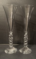 Cristal D’Arques France Crystal Millenium Champagne Flutes Year 2000 w/2 Napkins