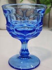 Fostoria Argus BLUE Henry Ford Museum HFM Iced Tea Glasses And 2 Sherbert Cups