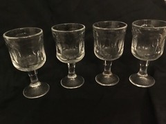 4 Vintage CLEAR FOSTORIA WOODLAND wine glasses 1975-81 ~frosted textured 5 7/8”