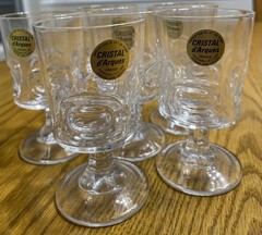 6 Cristal D’Arques Pedestal Wine Juice Glasses Panneled Bowl Design 6 oz 70s
